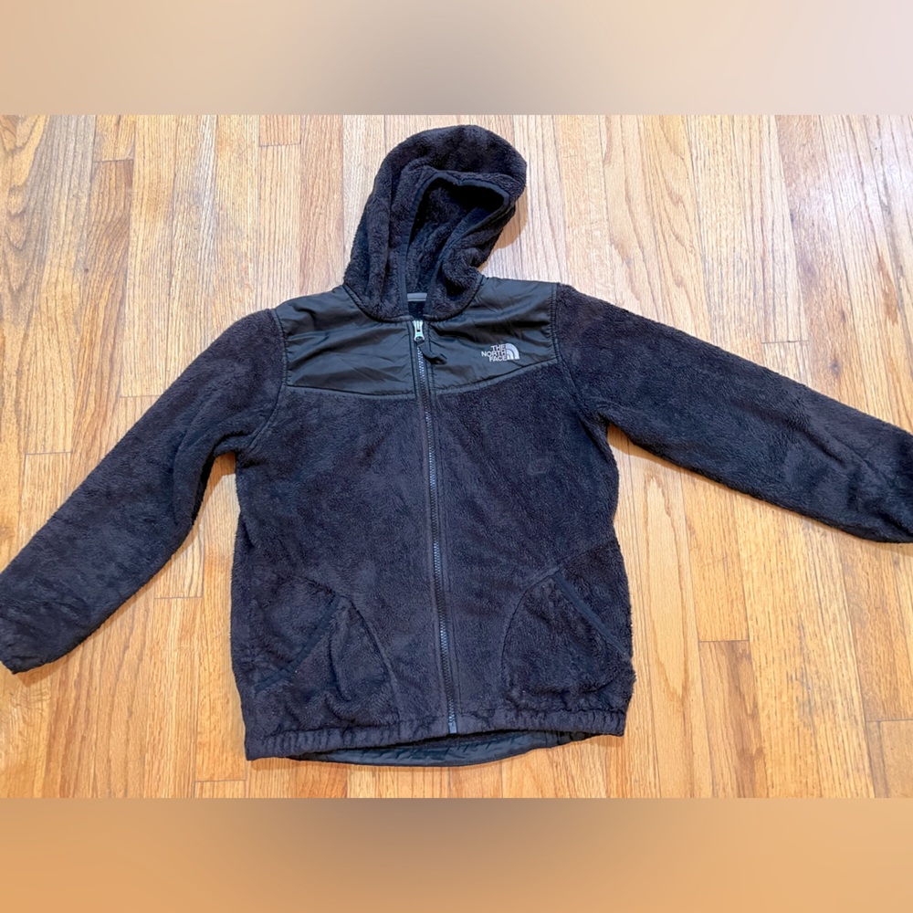 The North Face Black Fuzzy Jacket With Hood Girls L